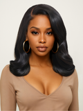 Petaluxe 13x4 Pre-Everything? Lace Frontal Natural Black Retro Bob Wig With Invisi Drawstring