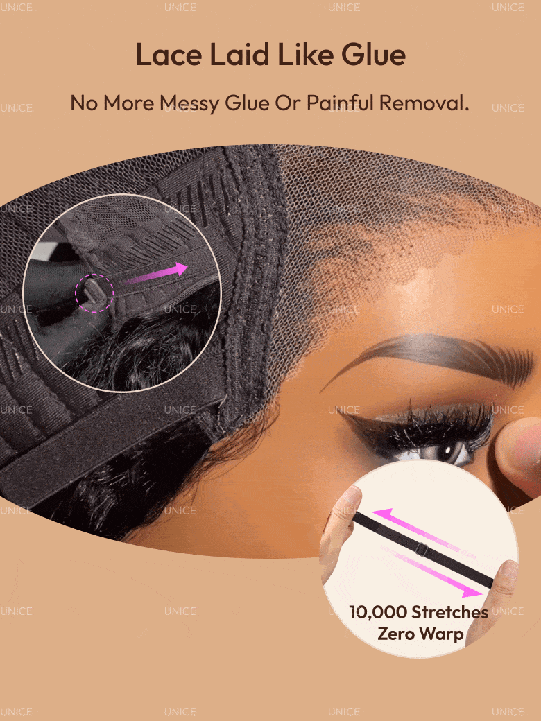 7x5 Bye-Bye Knots? & 13x4 Pre-Everything? &HD Lace Pull And Go Wig Glueless Wet & Wavy Water Wave With Invisi Drawstring With Free Baby Hair
