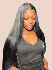 Hair New Design Pre Plucked Natural Hairline 100% Straight Human Virgin Hair Transparent Lace Front Wigs