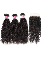 Hair 3 Bundles Jerry Curly Hair Weave With Closure