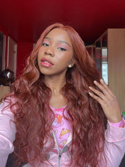 [Plus+ Exlcuslive] Reddish Brown 13x4 Lace Front Body Wave Transparent Lace Wigs Perfect Color For Women