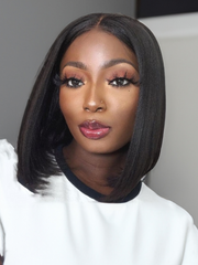 Hair Short Blunt Cut Bob Closure Wigs Super Soft