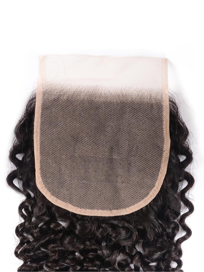 Natural Color Brown Balayage Jerry Curly 4x4 Free Part Lace Closure