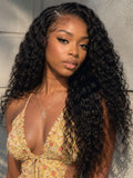 Petaluxe [Put & Go Invisi Drawstring ] 7x5 Bye Bye Slip? Glueless Lace Natural Black Jerry Curly Wig With Babyhair Limited Time Sale