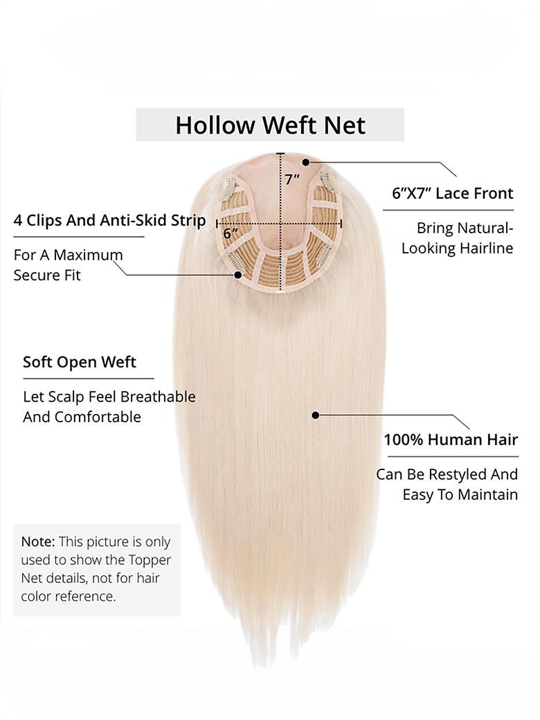 Hair Topper Platinum Blonde Lightweight And Breathable Lace Front Clip In