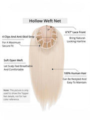 Hair Topper Platinum Blonde Lightweight And Breathable Lace Front Clip In