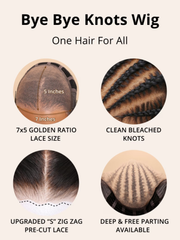 Bye Bye Knots Wig 7x5 Glueless Lace Black Kinky Curly Wig With Bleached Knots 180% Density