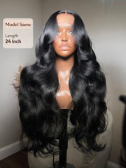13x6 Invisible Lace & 13x4 Pre-Everything? Lace Frontal Body Wave Black Wig With Invisi Drawstring