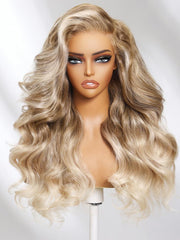 Pre-everything 13x4 Lace Frontal Sunny Blonde Ombre Color Loose Wave Pre-Everything Wig