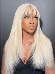 200% High Density 13x4 Lace Front Straight Hair Wig Layered Butterfly Haircut Summer Light Blonde Color