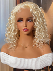 13x4 Lace Front 613 Blonde Bob Bouncy Water Wave Wig