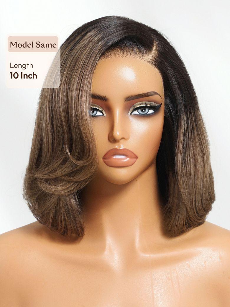 Bye-Bye Knots? 7x5 Lace Black to Milk Tea Brown Side Part Bob Wig with Invisi Drawstring