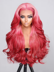 24 Inch 13x4 Lace Front Strawberry Blonde Body Wave Wig With Baby Hair