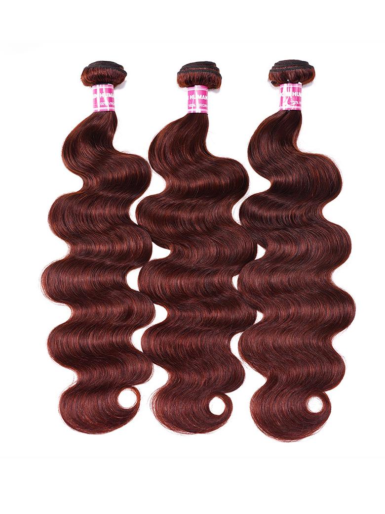 Body Wave Reddish Brown 3Pcs Bundles 100% Remy Human Hair
