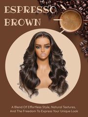 13x4 Pre-Everything? Lace Front Wig Espresso Brown With Highlights Loose Wave Wig
