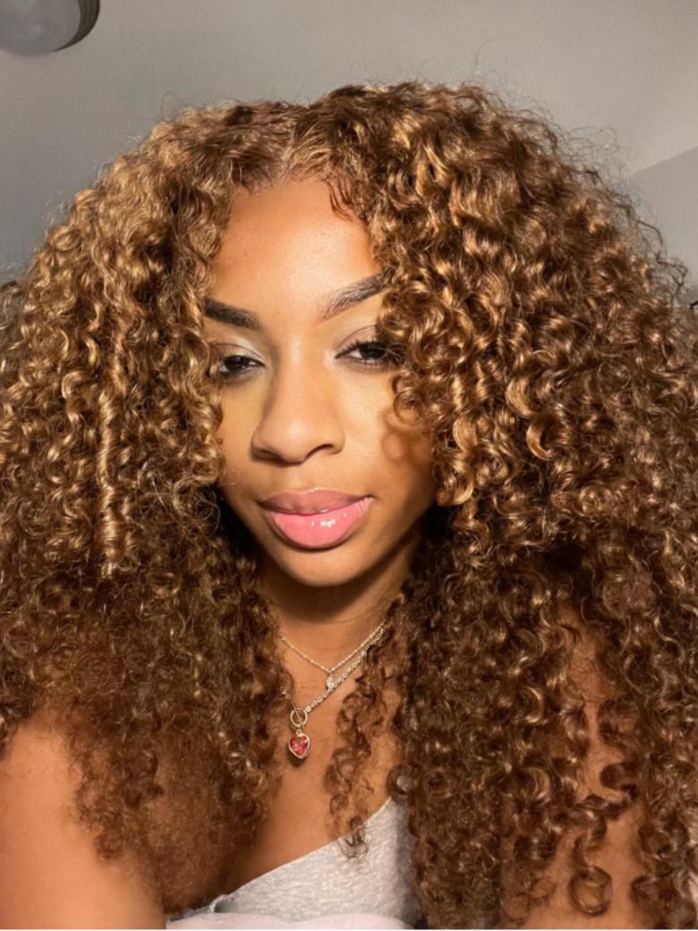 13x4 Lace Front Honey Blonde Kinky Curly Bob Wig