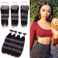 Petaluxe 4 Bundles Brazilian Straight Virgin Hair With Closure Kysiss Series
