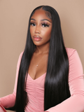 Petaluxe 5x5 HD Invisible Lace Closure With 3Pcs Straight Human Hair Bundles