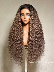 7x5 Bye Bye Slip? Lace Dark Brown to Golden Caramel Ombre Curly Glueless Wig with Invisi Drawstring