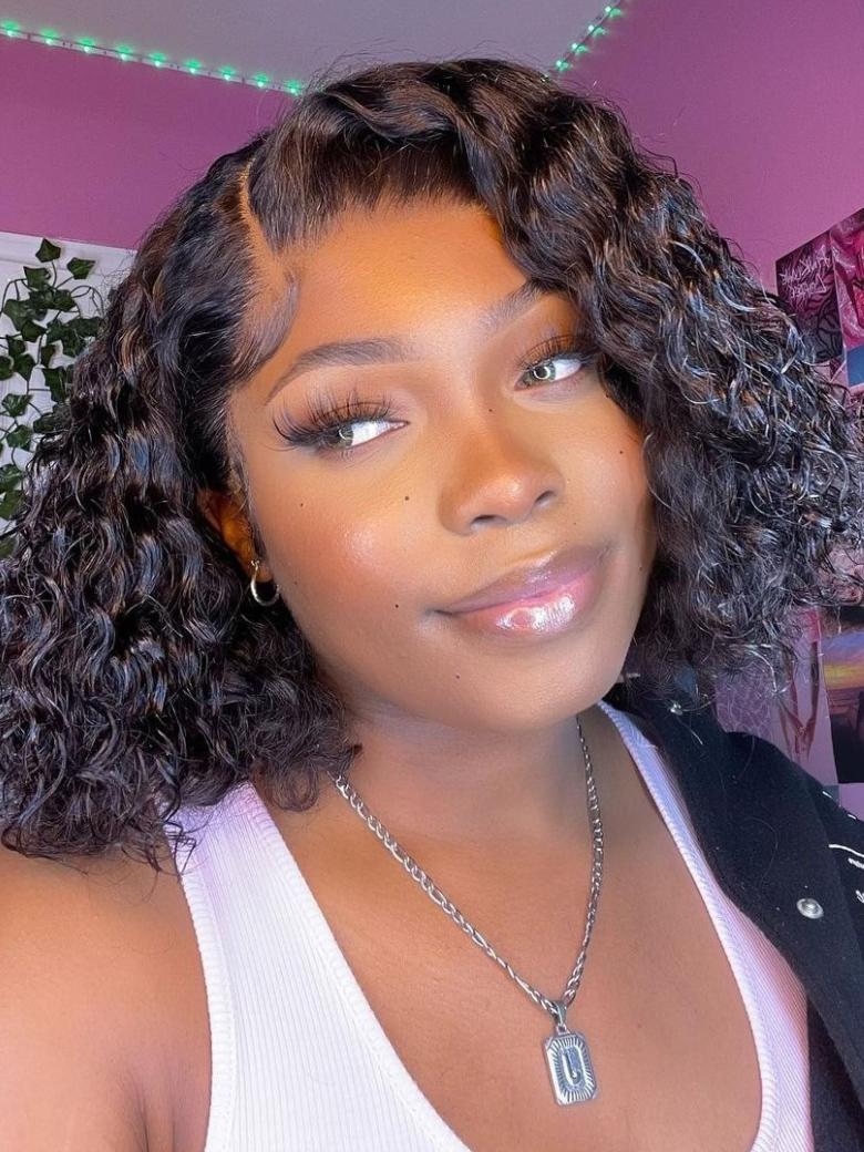 13x6 Deep Wave Lace Front Wigs Spring BOB 150% Density Pre Plucked Wig