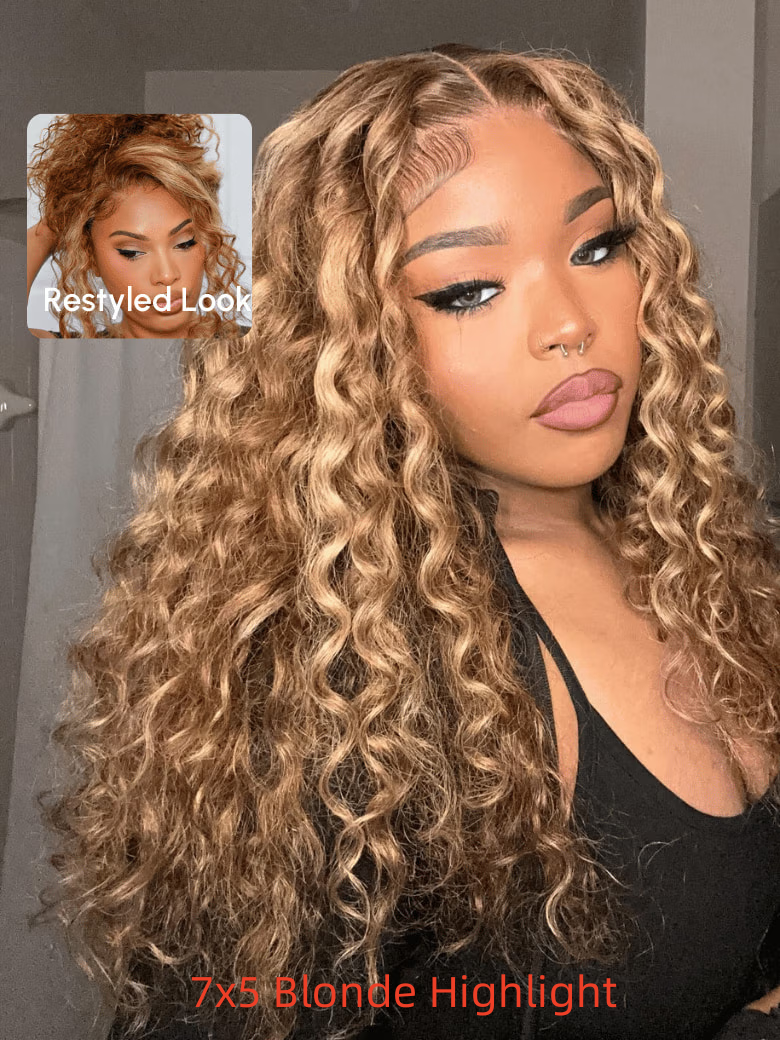 13x4 Lace Frontal Burgundy Plum With Dark Roots Water Wave Pre-Everything Wig