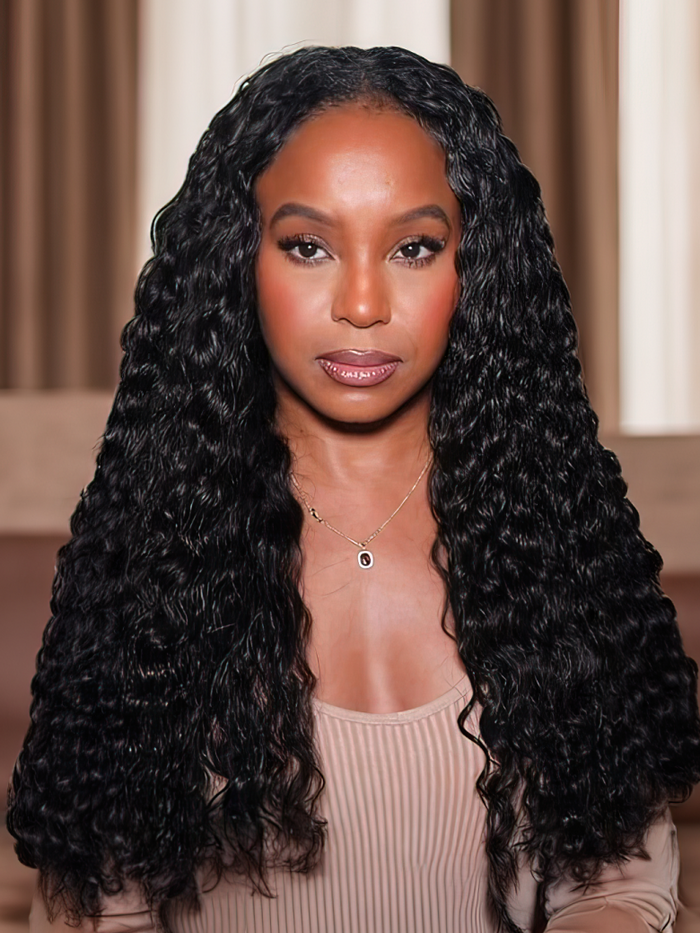 Petaluxe 250% High Density Deep Wave V Part Wig Last Minute Style Super Natural Glueless Wig