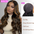 【Bye Bye Slip】Glueless Balayage Highlight Body Wave Wig with Drawstring Pre-cut 7x5 HD Lace Closure Human Hair Wigs with Bleached Knots Friendly for Beginners Summer Wig
