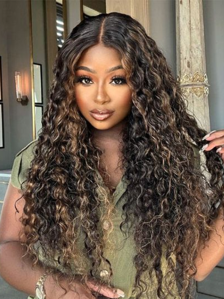 [Flash Sale] Sun-Kissed Color V Part Curly Wig Balayage Highlight Beginner Friendly No Glue No Lace Upgrade U Part Wig