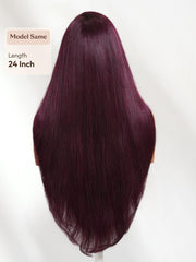 Bye-Bye Knots? 7x5 Lace Black Cherry Face Framing Layer Cut Straight Wig with Wispy Bangs Drawstring Wig