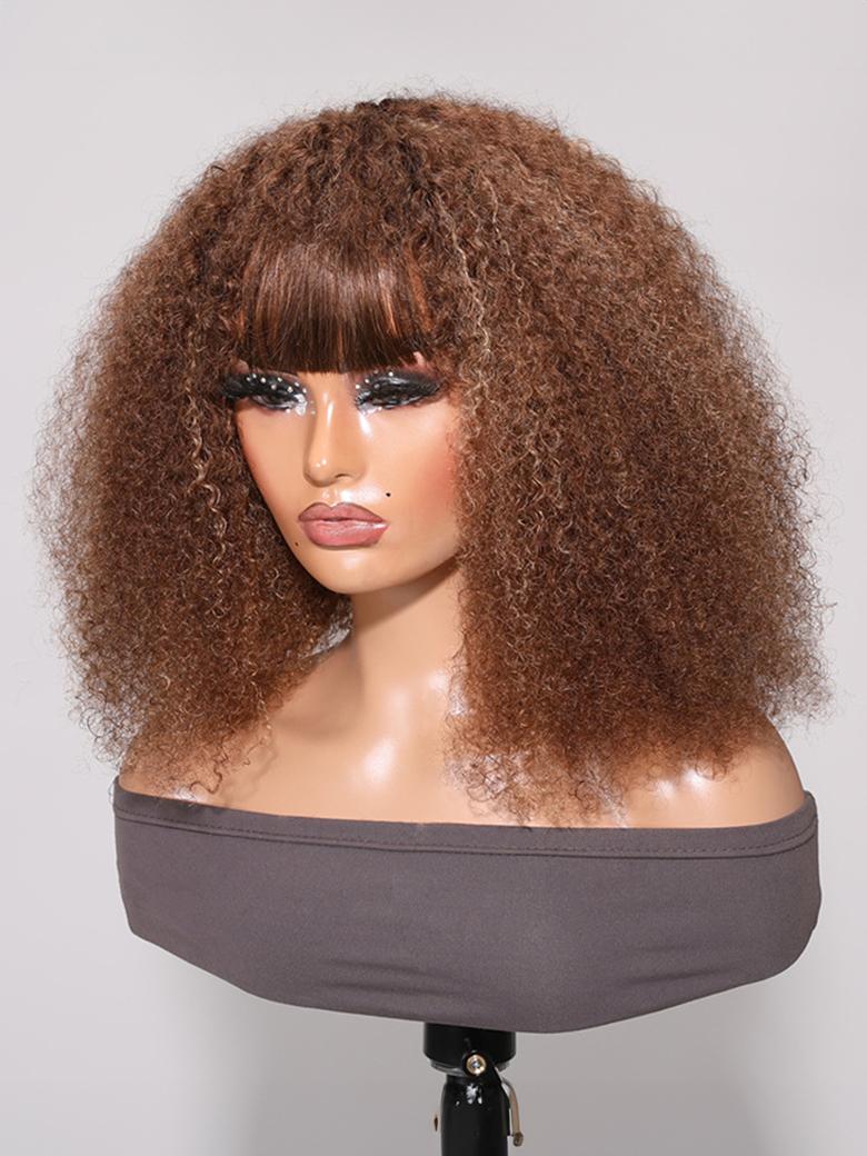 Beginner Friendly Glueless Wig Kinky Curly Afro Honey Blonde Wig