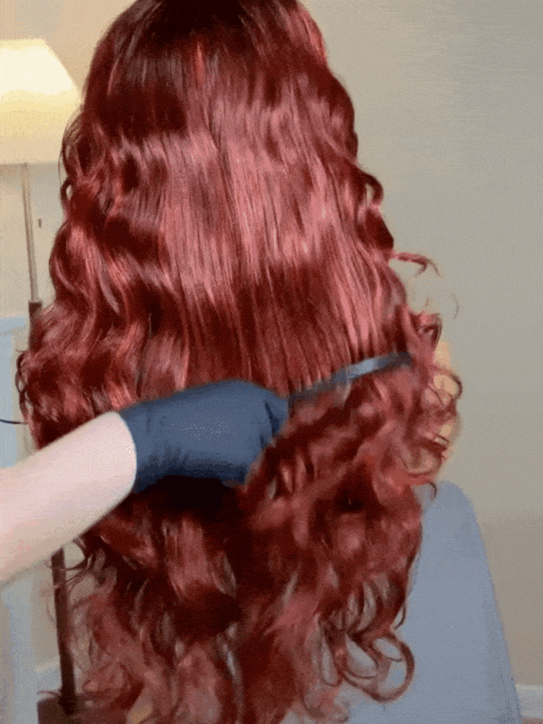 [Discount x2] Bye-Bye Knots 7x5 Lace Loose Wave Red Orange Highlights Wig with Face Framing Layers 150% Density