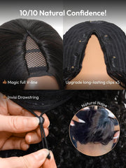 EasiContour? V Part Minimal Glueless Jerry Curly Glueless Wig With Invisi Drawstring