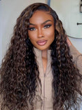 Petaluxe [From 22 Inch] 7x5 Bye-Bye Knots Black Wig With Golden Brown Highlights 150% Density Perfect Beach Look