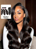Petaluxe 3Pcs Remy Hair Body Wave Bundles with Lace Closure