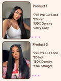 Petaluxe [2 wigs=$299] Both 20" 7x5 Lace Bye Bye Knots Silky Straight and Yaki Straight Wigs
