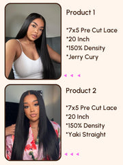 [2 wigs=$299] Both 20" 7x5 Lace Bye Bye Knots Silky Straight and Yaki Straight Wigs