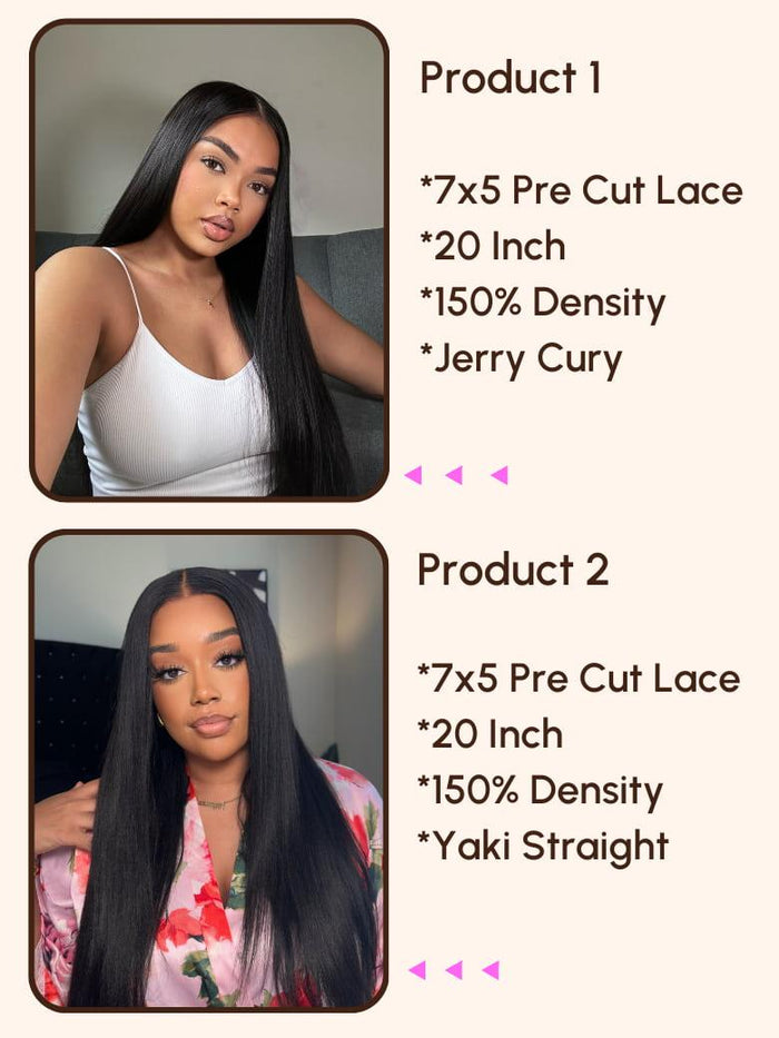 Petaluxe [2 wigs=$299] Both 20" 7x5 Lace Bye Bye Knots Silky Straight and Yaki Straight Wigs