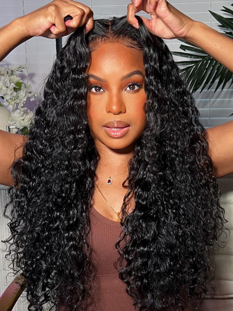 [Plus+ Exclusive] 13x4 Pre-Cut Lace Frontal Super Secure Water Wave Wig Real Ear To Ear Pre-Cut & Pre-Pluck &  Pre-Bleached Pre-Everything Wig