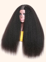 EasyContour V Part Wig Upgrade Glueless V Part Kinky Straight Human Hair Wig