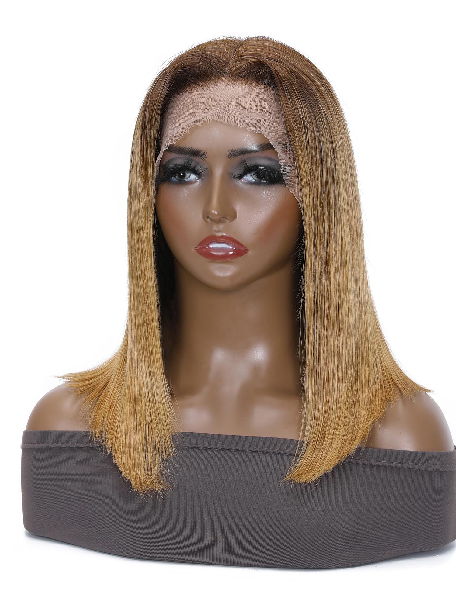 Ombre Brown Layered Lob Lace Front Wig