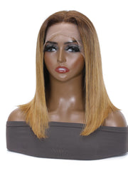Ombre Brown Layered Lob Lace Front Wig