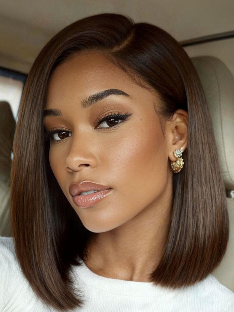 13x4 Pre-Everything? Lace Frontal Natural Black Retro Bob Wig With Invisi Drawstring