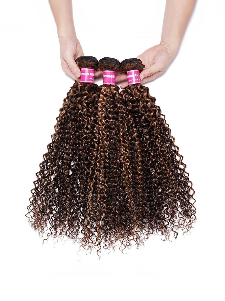 Trending Curly Hair TL412# Color 3 Pieces Human Hair Weave On Sale