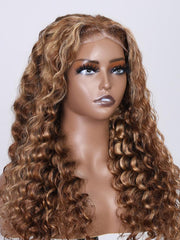 [From 22"] 6x4.5 Pre-Cut Lace Put On And Go Honey Blonde Water Wave Air Wig with Baby Hair 150% Density
