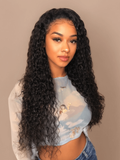 Petaluxe Jerry Curly Lace Wigs 150% Density Natural Hair Line Glueless Human Hair Wigs