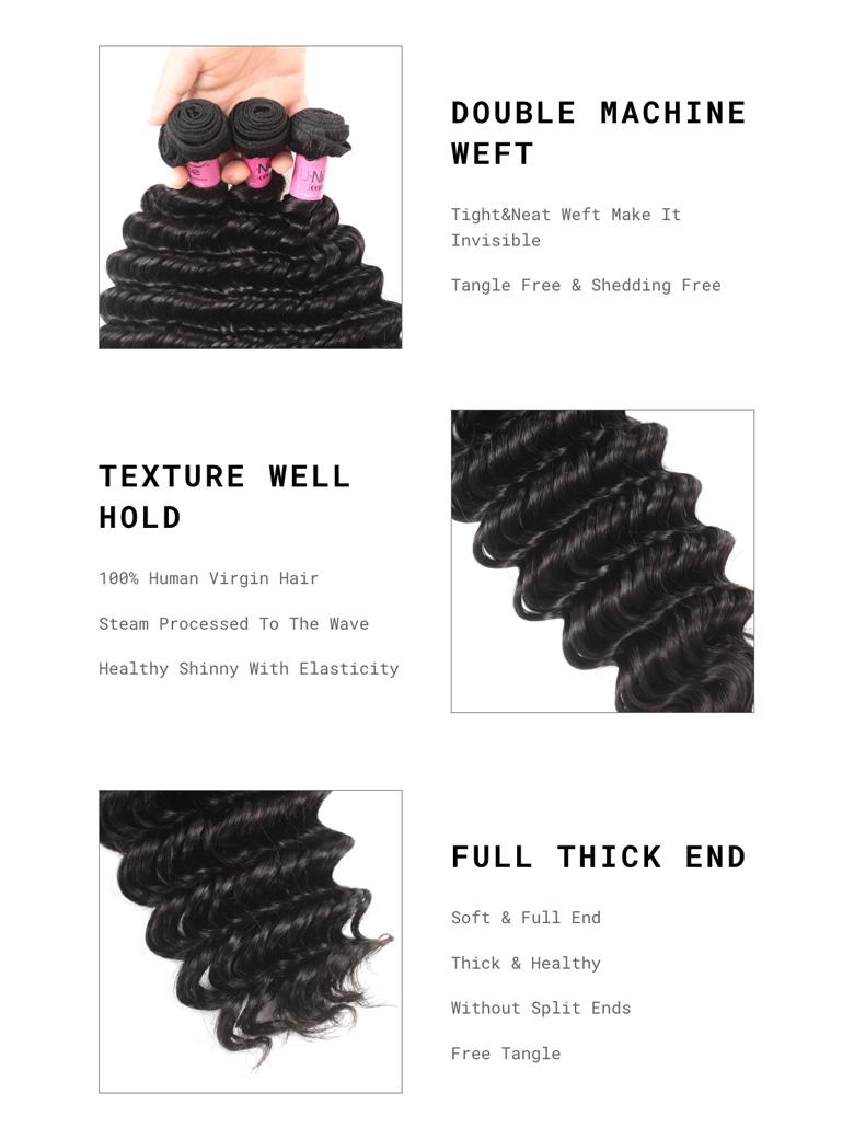 Hair 3 Bundles Human Virgin Hair Deep Wave Hair Fast Shipping