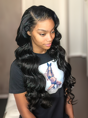 Affordable Body Wave/Straight Hair 180% Density 360 Lace Frontal Realistic Wig Natural Black