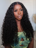 Petaluxe Glueless 6x4.5 Pre Cut Lace Put On And Go Curly Black Wig With Breathable Cap Bleached Knots