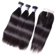 100% Malaysian Straight Virgian Hair 3 Bundles With Closure Kysiss Series