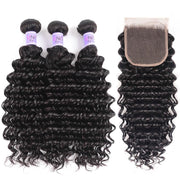 100% Peruvian Deep Wave 3pcs Virgin Hair Extension With Closure Kysiss Series